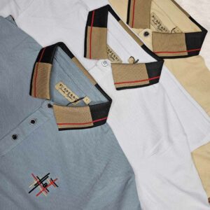 Premium Polo Solid Shirt Combo - Ice Sky, Biscuit, Steel Blue.