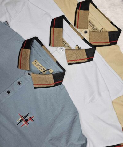 Premium Polo Solid Shirt Combo – Ice Sky, Biscuit, Steel Blue.