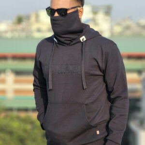 Premium Pure Black Hoodie with Mask