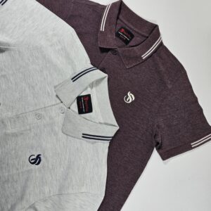 Pique Melange Fabric Polo-Shirt Maroon and Light Ash Combo PM-703, 704