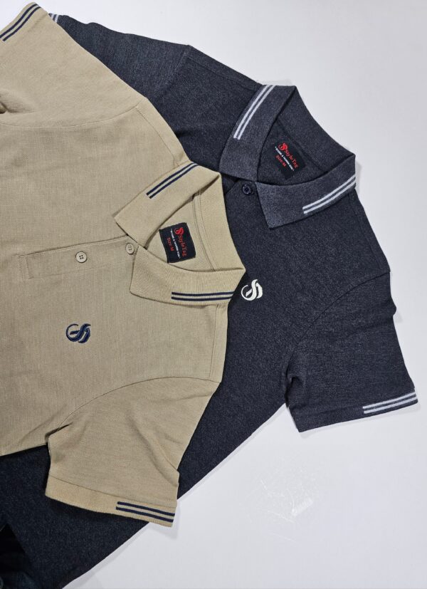 Pique Melange Fabric Polo-Shirt Biscuit and Deep Ash Combo PM-101, 102