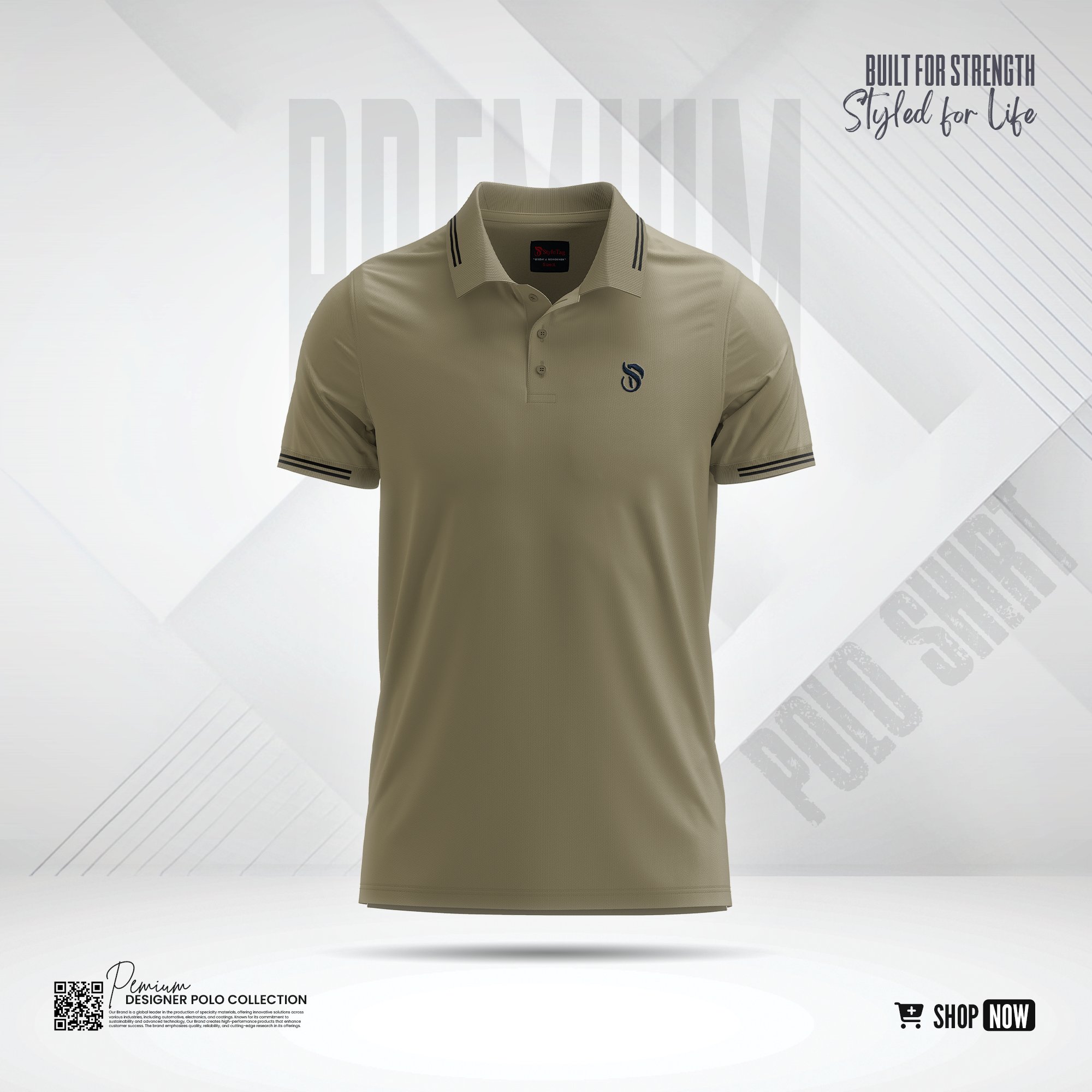 b1 (1) Pique Melange Fabric Polo Deep Beige PM-701 - Image 1