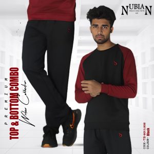 বডি কালো, হাতা মেরুন এবং ট্রাউজার